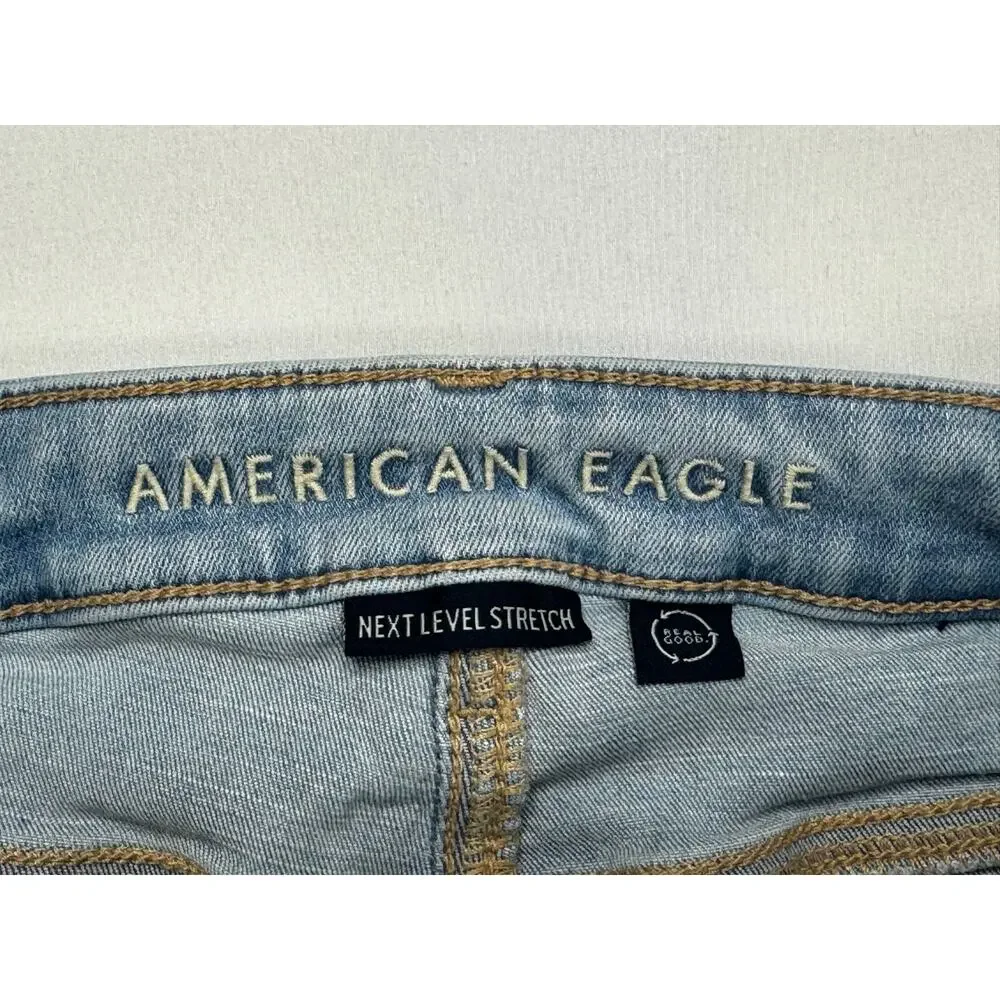 American Eagle Women's Super Hi-Rise Flare Distressed Denim Jeans - Sz 0 (25x31) - Picture 4 of 6